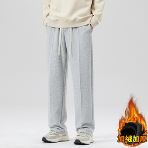 青少年加绒加厚保暖卫裤 日系直筒休闲潮牌运动裤子JR111P55图片