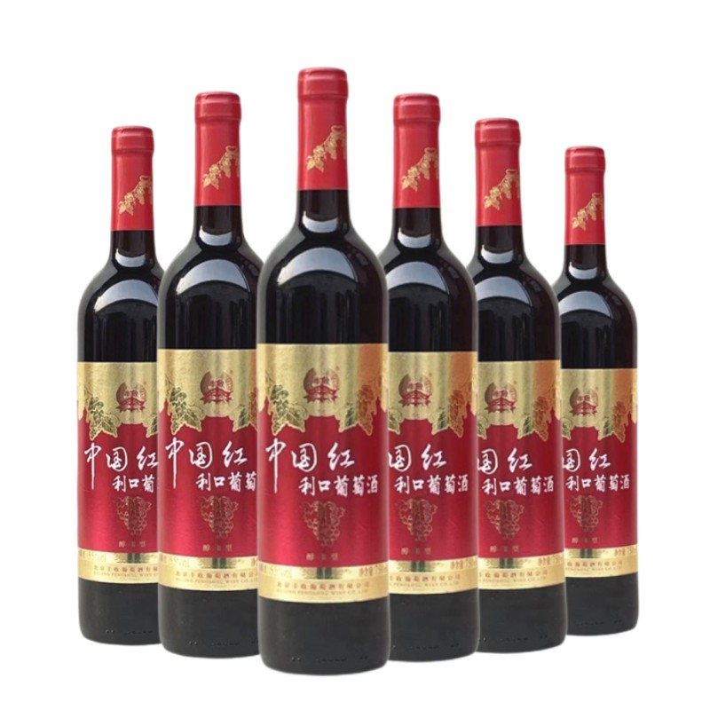 北京丰收牌中国红利口葡萄酒低糖醇和型红酒15.5度750ml*6