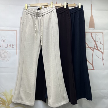 水木工芳2025新款百搭显瘦休闲高腰加厚保暖微喇裤女9190