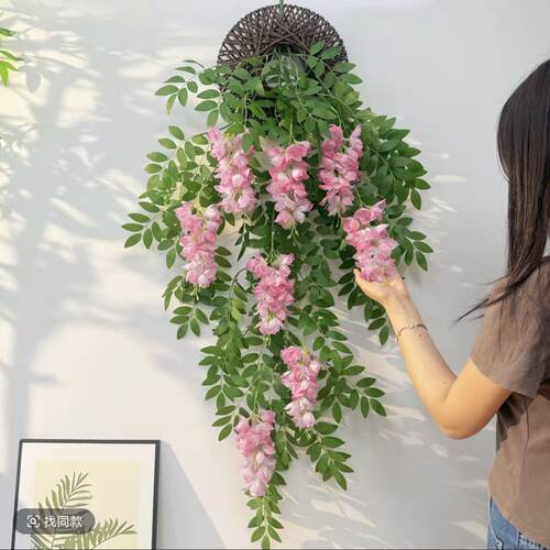 仿真紫藤花壁挂风铃花吊兰装饰花