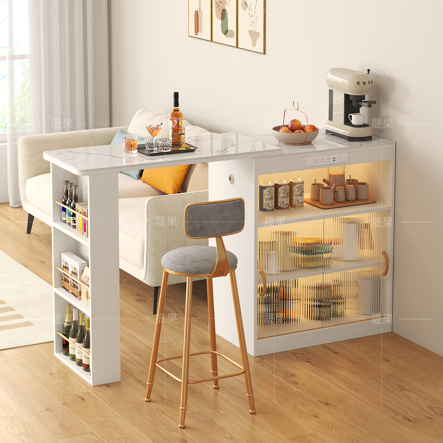 吧台桌子客厅隔断可伸缩高脚桌