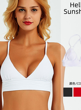 新款欧美性感小胸聚拢单件上衣泳衣女黑色白色温泉比基尼bikini