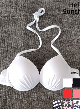单件上衣小胸聚拢钢圈钢托泳衣女时尚性感印花大胸比基尼bikini