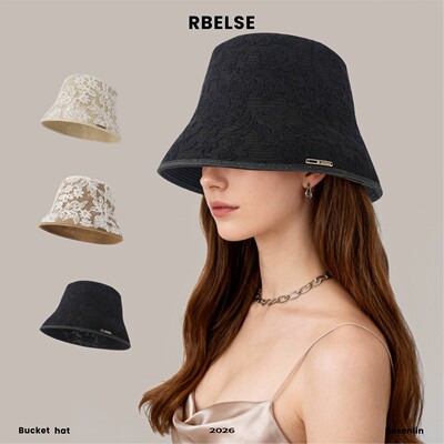 女复古法式优雅蕾丝花卉刺绣草帽