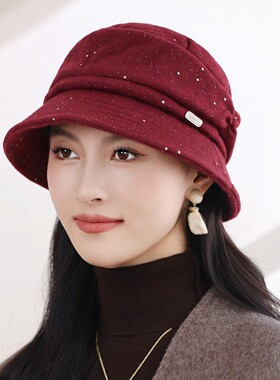 新款帽子女秋冬季渔夫帽百搭