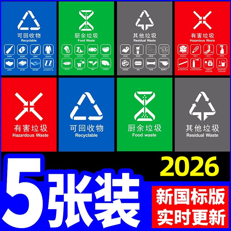 垃圾分类贴纸户外自带背胶图片