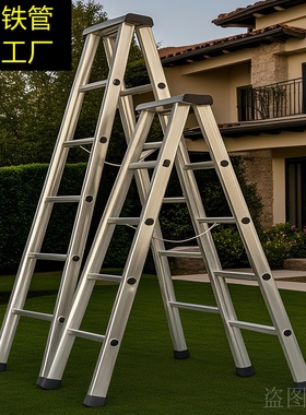 梯子家用加厚铁管双侧人字梯多功能工程梯耐用折叠爬梯阁楼梯平台