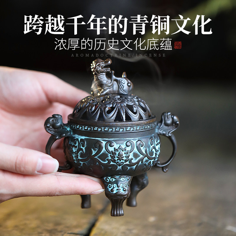 仿古三足狻猊香炉 家用 室内创意摆件香薰炉茶道檀香熏香炉小香炉 - 实物图
