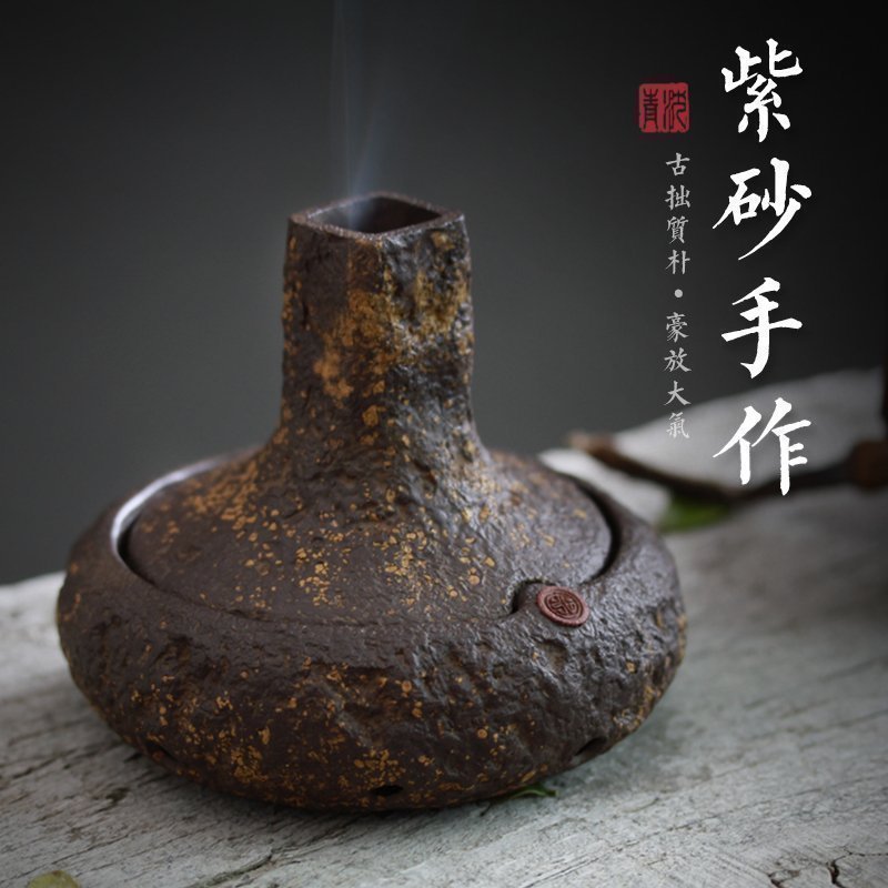 紫砂熏香炉仿古禅意摆件