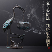 大号中式 复古青铜仙鹤悬挂香炉熏香创意倒流香炉摆件沉香炉香薰炉