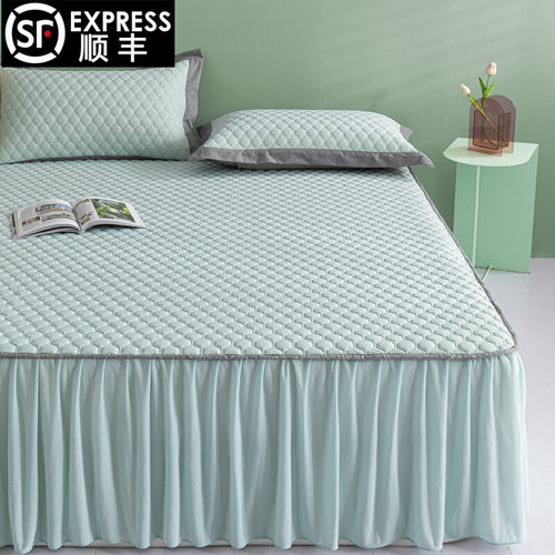 A类乳胶冰丝凉席三件套床笠款可水洗夏季空调软席子床裙床垫两用