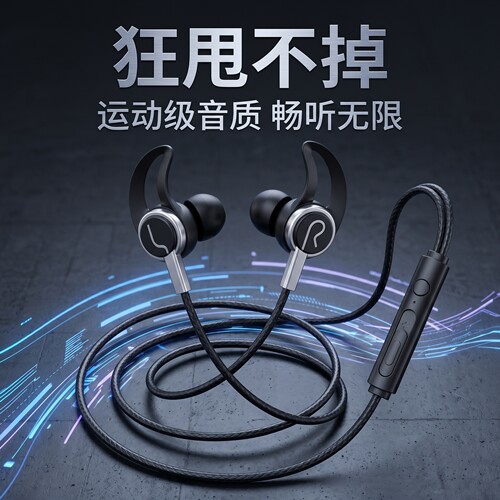 有线耳机圆孔3.5mm扁口type-c电脑适用于vivo/OPPO小米华为安卓