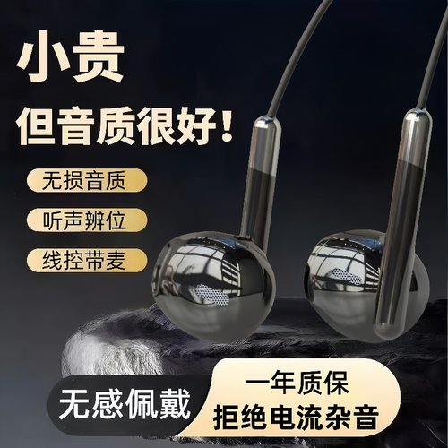 耳机typec接口入耳式高品质线控圆孔耳机适用于华为OPPO小米通用