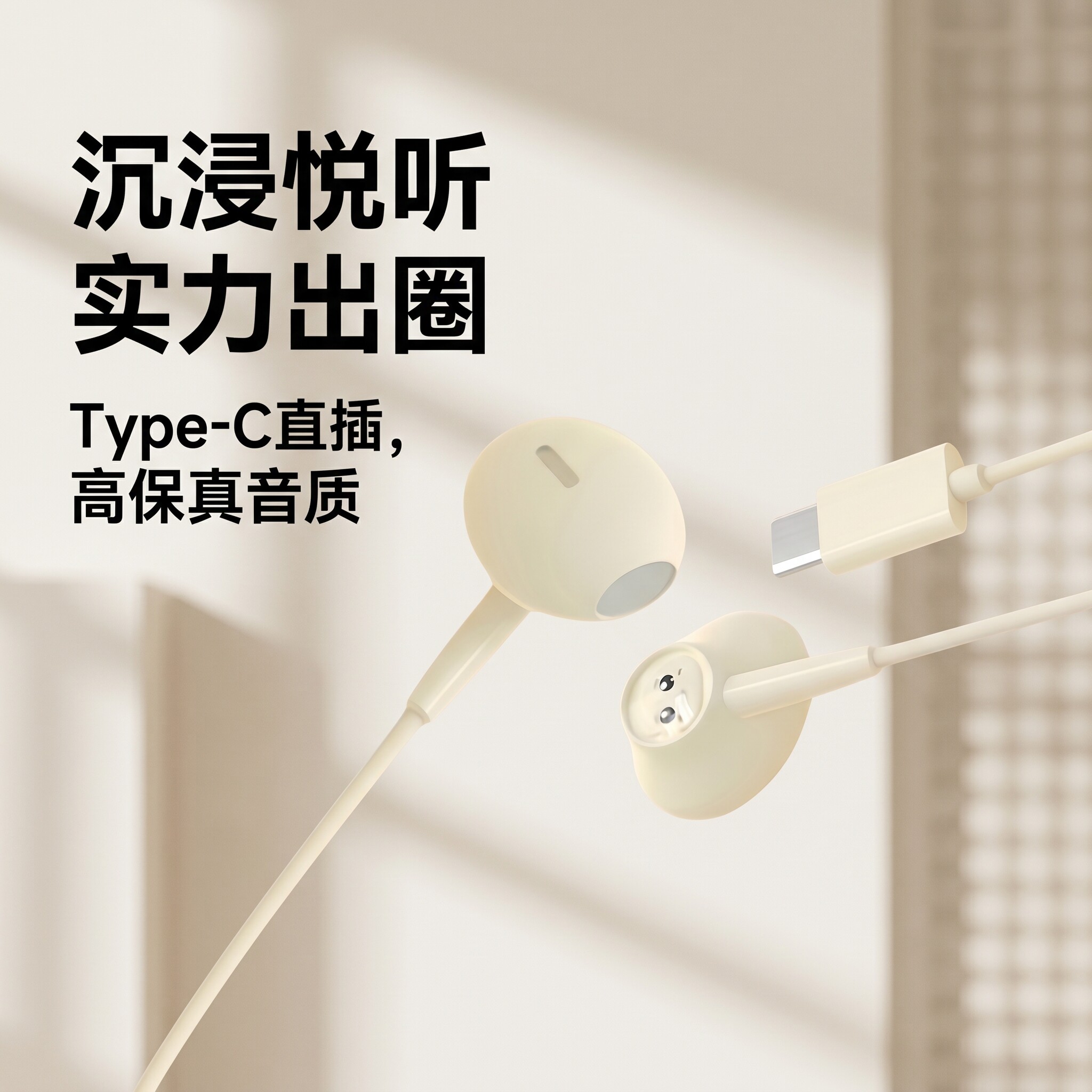 适用于iQOOvivo有线耳机入耳式Type-C接口插孔3.5mm手机通用男女
