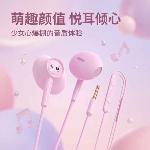 Type-c扁头耳机有线适用于华为小米vivo吃鸡游戏圆孔耳机重低音