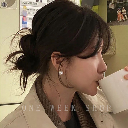 925银法式复古耳钉珍珠女