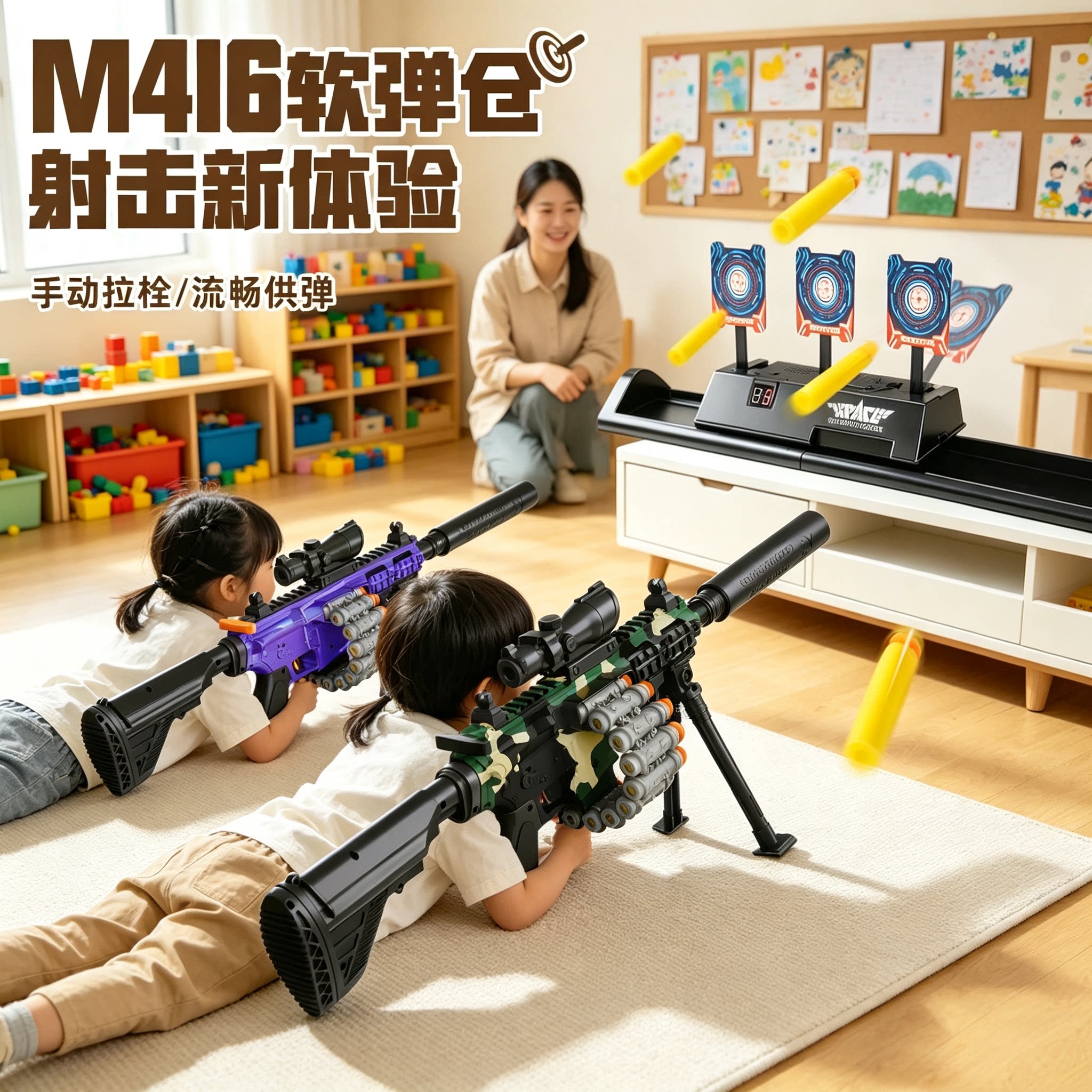 儿童M416软弹打靶电子计分枪图片