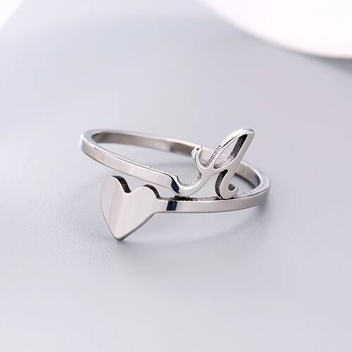 Fashion Silver Color 26 Letter Love Heart Rings Stainless St