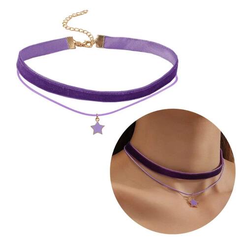 Gothic Double Layers Velvet Choker Chain Women Neck Chain St
