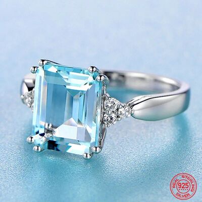Fashion Aquamarine Gemstone Ring For Women Wedding Party Jew