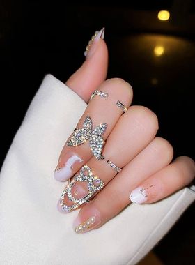 Fashion Gothic Metal Butterfly Nail Rings for Girls Women Pu