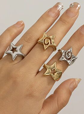 2Pcs Design Three Dimensional Star Open Ring Set for Women H