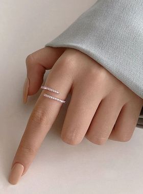Luxury Rhinestone Rings for Woman Simple Hollow Joint Ring W