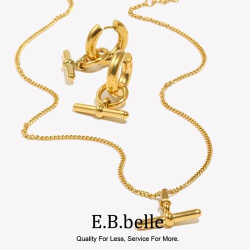 Stainless Steel 18K Gold Plated Minimalist Design T Bar Pend