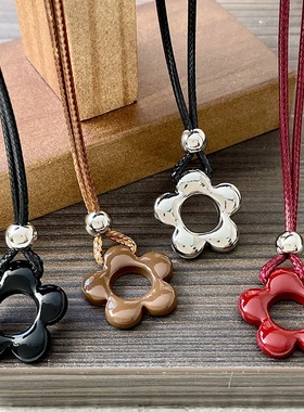 New Unique Simple Flower Long Rope Necklace Women Hollow Flo