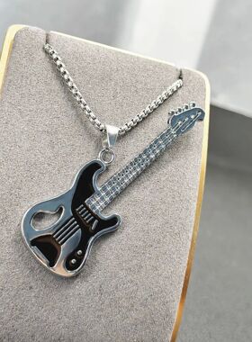 Punk Style Necklace for Men Guitar Pendant Rock Hip Hop Pers