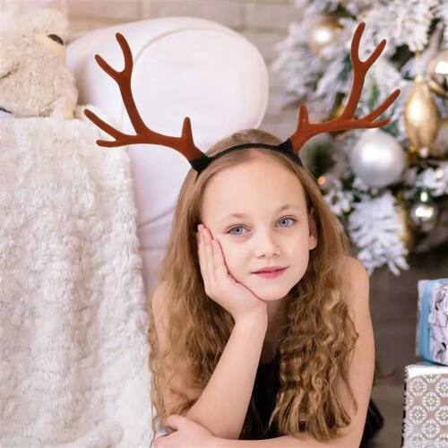 Christmas Gift Antler Flocked Deer Branch Headband Multipurp