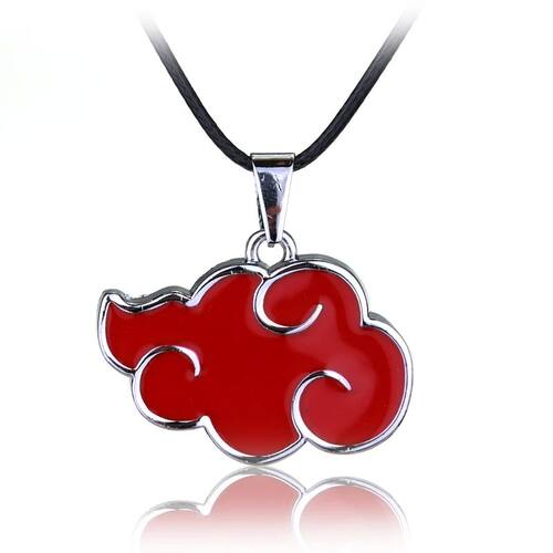 Anime Necklace Jewelry Akatsuki Enamel Red Cloud Pendant Key