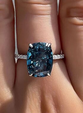 Big Oval Blue CZ Rings Women Temperament Elegant Female Acce