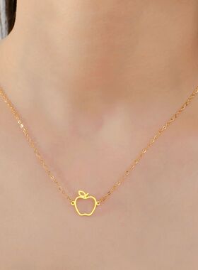 Hollow Apple Pendant Stainless Steel Necklace Women's Fashio