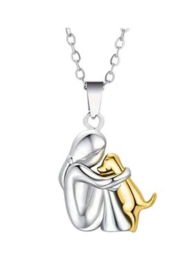 New Original Design Little Girl Ang Dog Hug Pendant Necklace