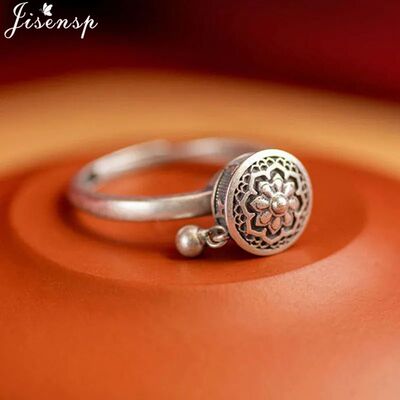 Vintage Mandala Flower Fidget Rings for Women Girls Stackabl