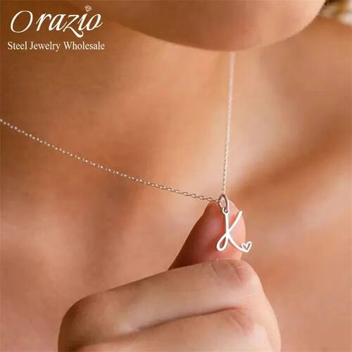 Customized Necklace Stainless Steel DIY Monogrammed Heart Ir