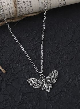 Death Moth Necklace Vintage Pendant Sugar Skull Gothic Butte