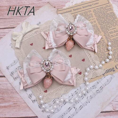 Japanese Mines Mass produced Pearl Rhinestone Pink Hairpin W