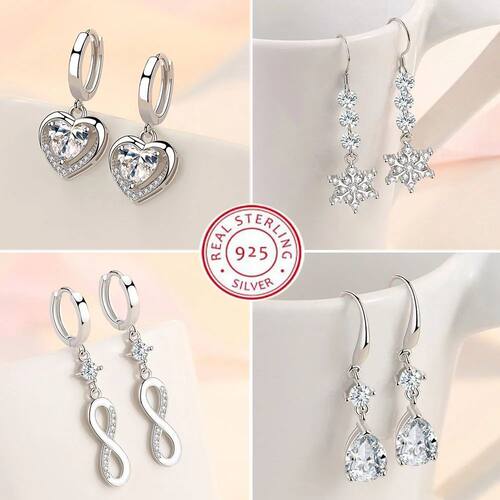New Heart Hoop Earrings Stud Earrings Silver Women Star Butt