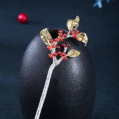 Ruyi silver Creative Design Pomegranate Flower hair jewelry