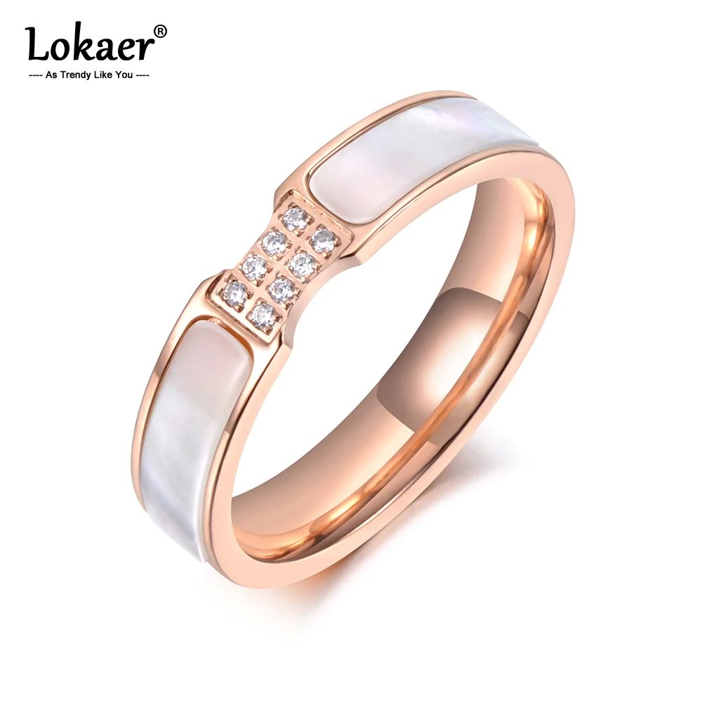 Trendy Design Rose Gold Color CZ Crystal Rhinestone Titanium