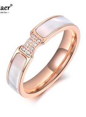 Trendy Design Rose Gold Color CZ Crystal Rhinestone Titanium