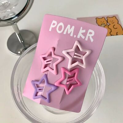 4/6Pcs Star Hair Clips Cute Colors Hairpins Children Sweet H