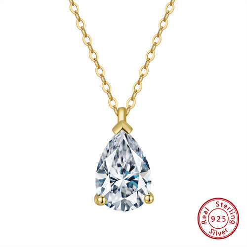 Water Drop Oval Square Round Pendant Necklace Cable Chain Wi