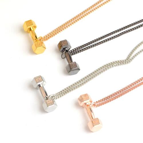 Korean Rose Gold Color Couple Fitness Dumbbell Pendant Colla