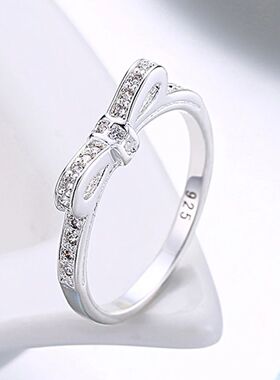 New Popular Luxury Bowknot crystal Rings For Women size 6/7/