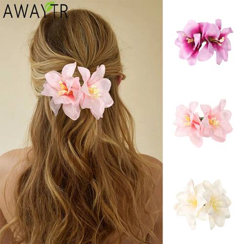 Flannel Cymbidium Flower Hairpin Floral Duckbill Hair Clips