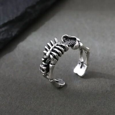 Vintage Skull Bones Rings Men Adjustable Opening Punk Evil R