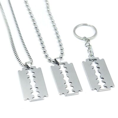 Razor Blade Pendant Necklace for Women Men Punk Gothic Steam